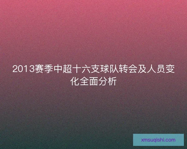 2013赛季中超十六支球队转会及人员变化全面分析
